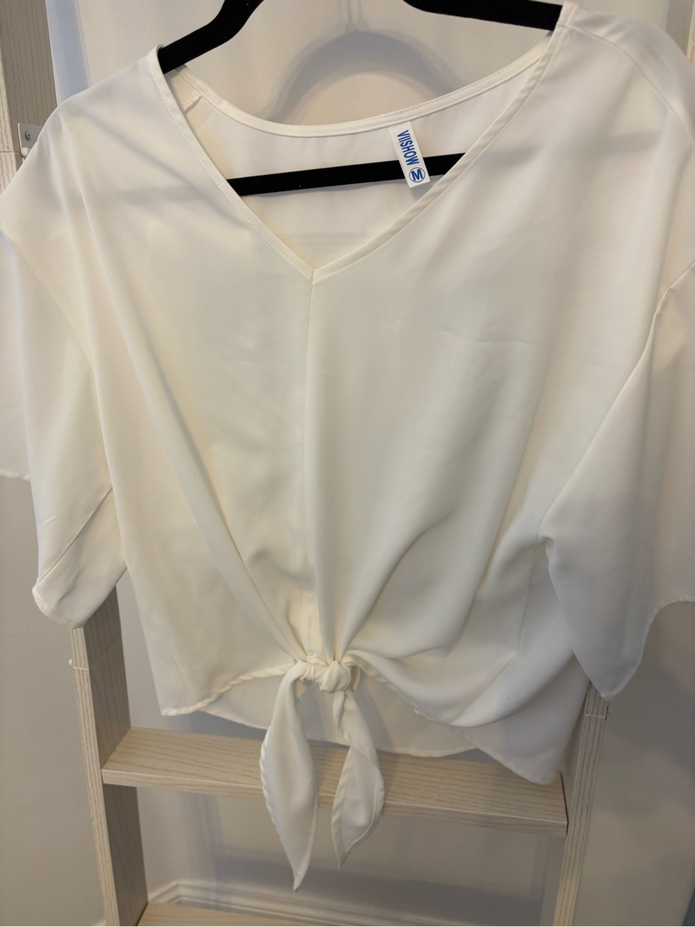 Kensie Cream V-Neck Tie-Front Blouse